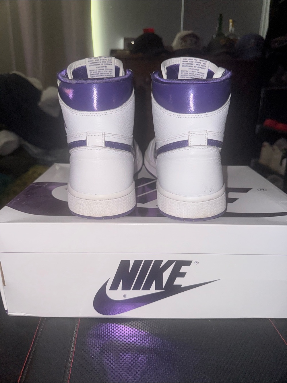 Nike Air Jordan 1 Sneakers - White & Purple - Picture 6 of 9